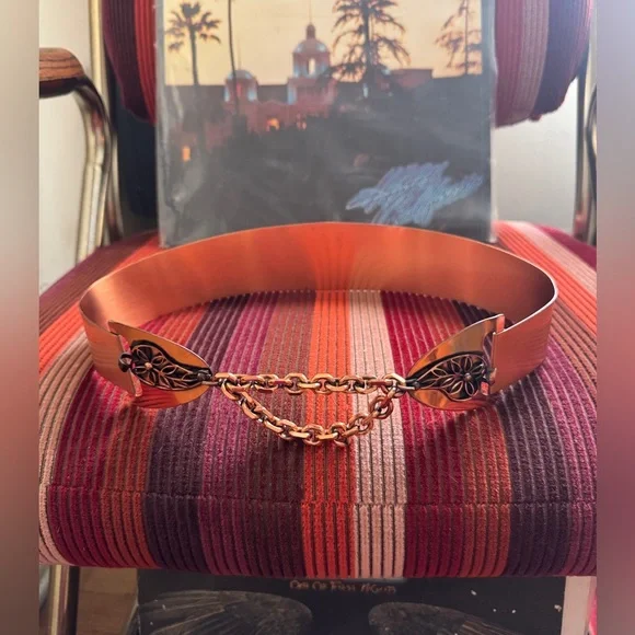 60s Vintage Leaf Copper Belt Sz SM - Picture 2 of 7